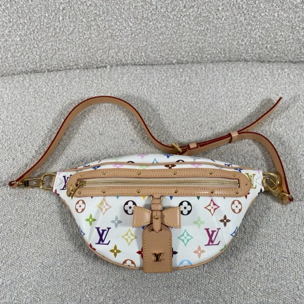 Louis Vuitton White Multicolor Monogram Crossbody Bumbag with Tan Trim - Picture 16 of 16